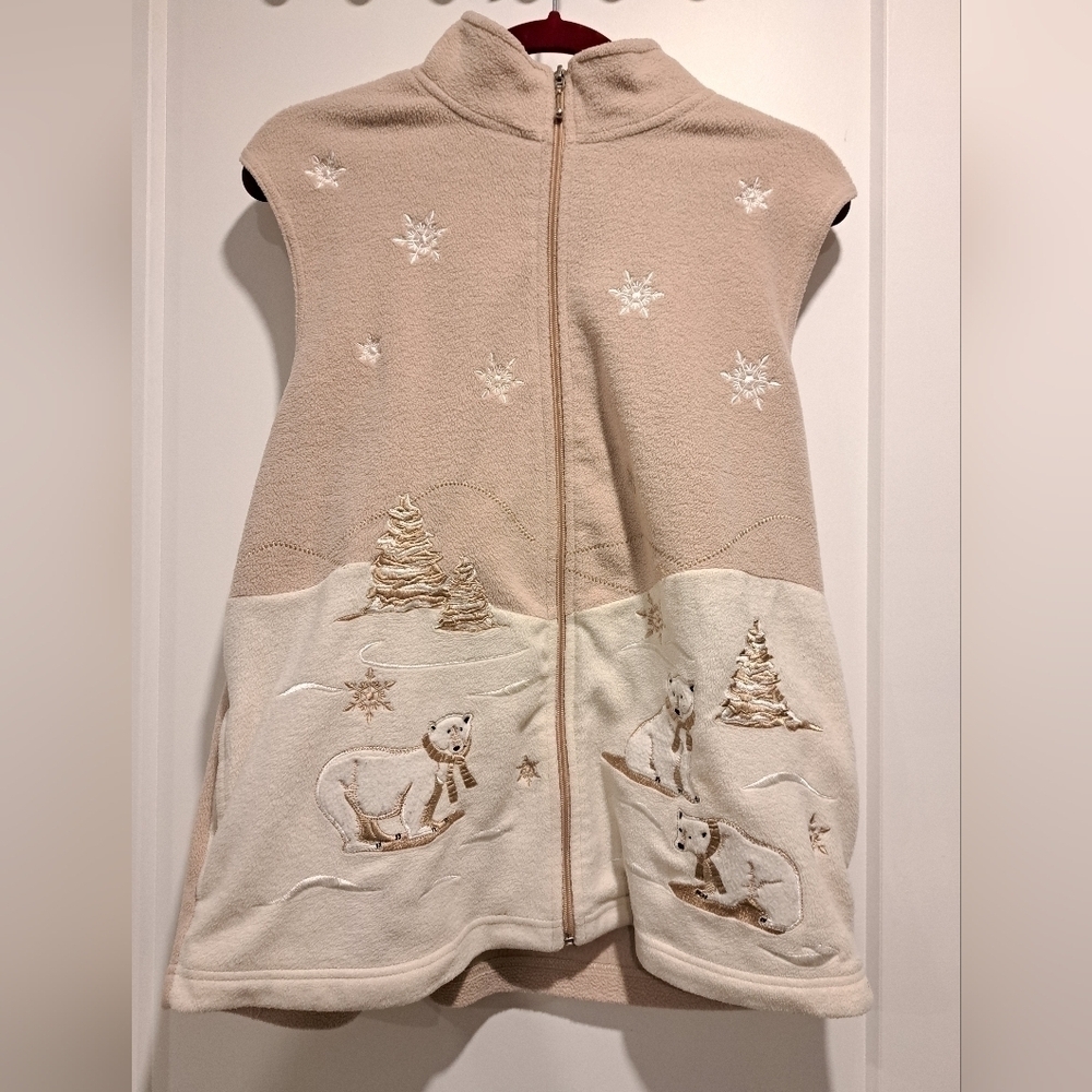 Vintage sleeveless polar  bear flannel vest